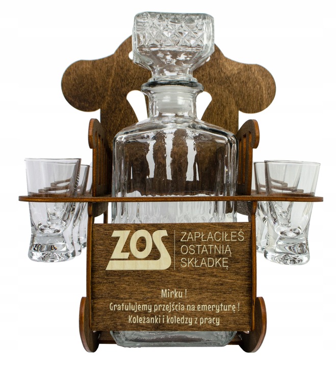 FOTEL BUJANY KARAFKA KIELISZKI PREZENT NA URODZINY DLA EMERYTA