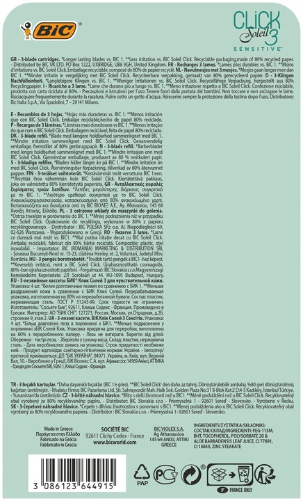 BIC CLICK 3 SOLEIL SENSITIVE MASZYNKA DO GOLENIA DLA KOBIET + 6 WKŁADÓW