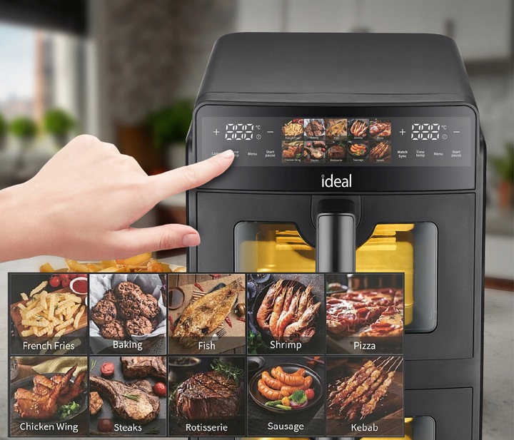 FRYTKOWNICA BEZTŁUSZCZOWA AIR FRYER IDEAL PODWÓJNA 10L DWUKOMOROWA