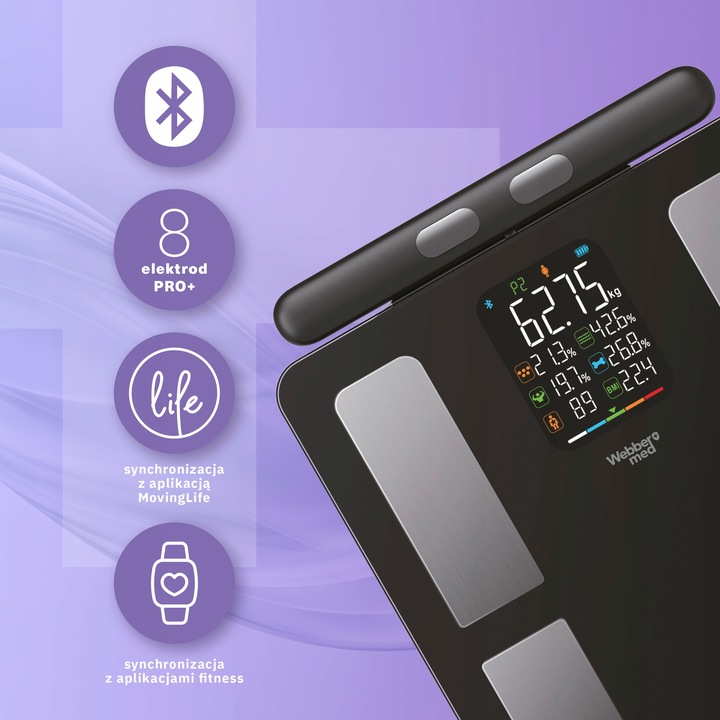 Waga Łazienkowa Analityczna 15 Parametrów Apple Health, Google Fit, IF2825A