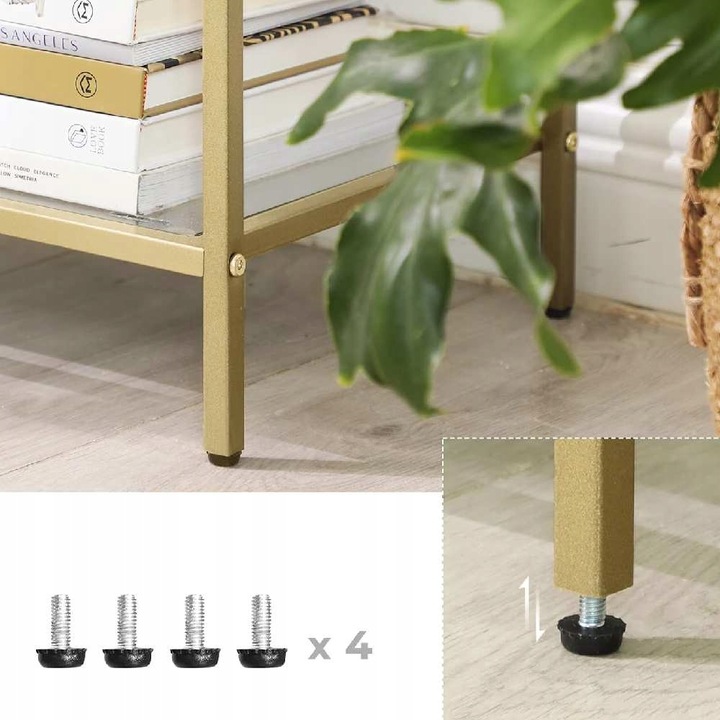 Regał z półkami 4 POZIOMY GLAMOUR 40 x 30 X 95 cm szafka szklana ZŁOTY