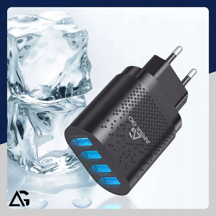 SZYBKA ŁADOWARKA DO TELEFONU KOSTKA 4X USB SZYBKIE ŁADOWANIE I KABEL 3W1
