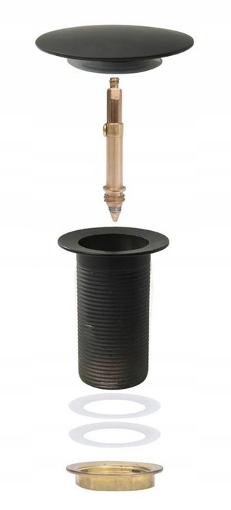 KOREK KLIK KLAK CZARNY UMYWALKOWY DO UMYWYLAKI BEZ PRZELEWU MOSIĘŻNY TRWAŁY