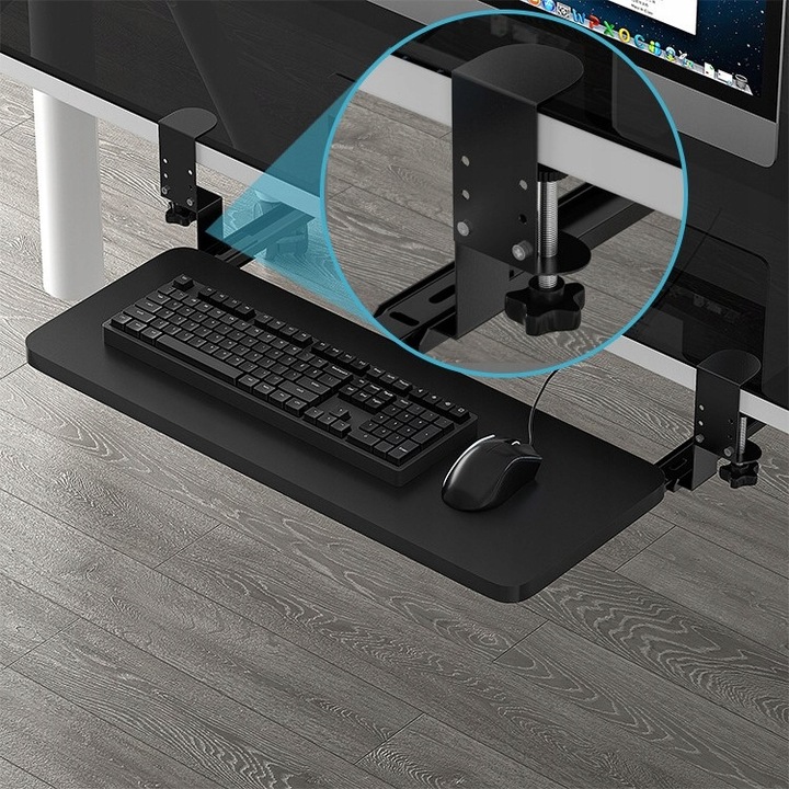 PÓŁKA POD KLAWIATURĘ SZUFLADA PODSTAWKA WYSUWANA ZACISKOWA NA BIURKO