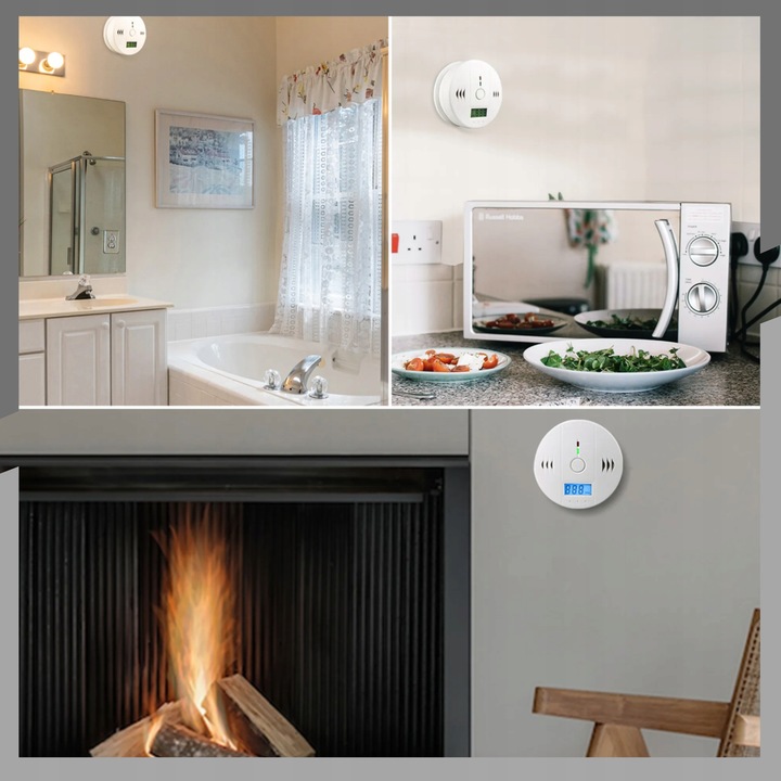 CZUJNIK CZADU TLENKU WĘGLA CO BEZPRZEWODOWY LCD DETEKTOR GŁOŚNY