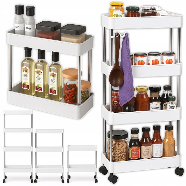 PÓŁKA ŁAZIENKOWA SZAFKA KUCHENNA REGAŁ MOBILNY NA KÓŁKACH 4 POZIOMY