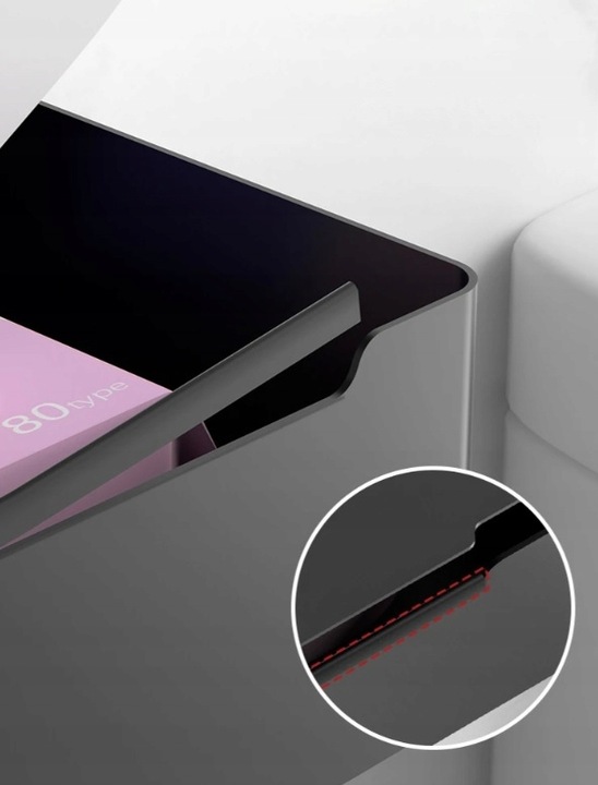 Uchwyt na Papier Toaletowy z Półką Wieszak Czarny POJEMNIK NA CHUSTECZKI WC