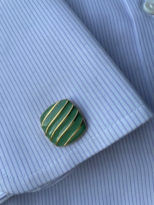 Markowe spinki do mankietów Exciting Czarna Koniczyna Koniczynka z Onyxem