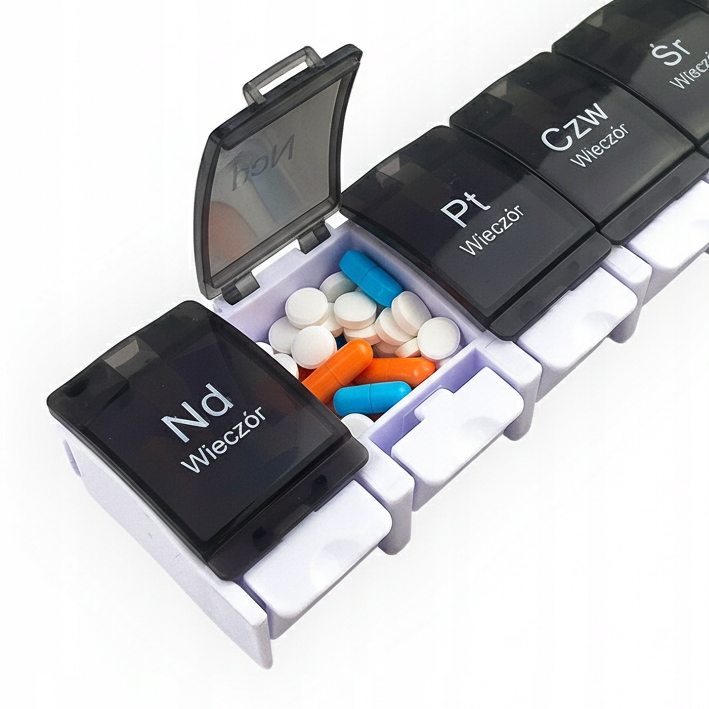 Pudełko na leki organizer kasetka 7 dni rano wieczór 14 przegródek