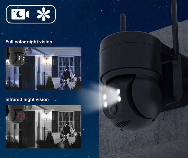 SOLARNA KAMERA IP OBROTOWA ZEWNĘTRZNA WIFI 4MP