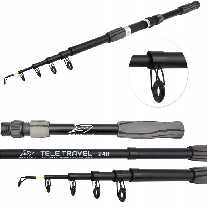 Wędka teleskopowa Miracle Fish TELESKOP TRAVEL 240 cm WT: 30-80g 2,4 m