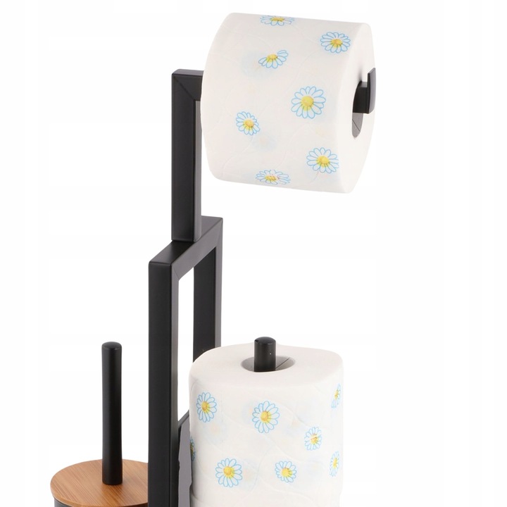 Stojak uchwyt wieszak na papier toaletowy i szczotkę do WC czarny