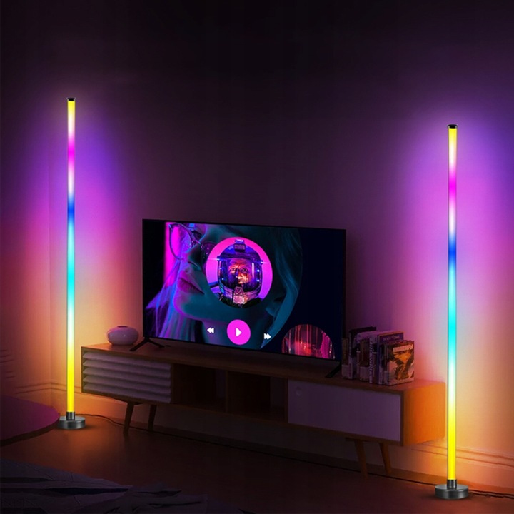 INTELIGENTNA LAMPA PODŁOGOWA LED RGB NAROŻNA STOJĄCA DO SALONU