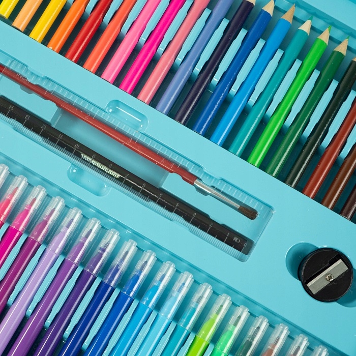 ZESTAW DO MALOWANIA RYSOWANIA ARTYSTYCZNY WALIZKA Niebieska DZIECI PREZENT