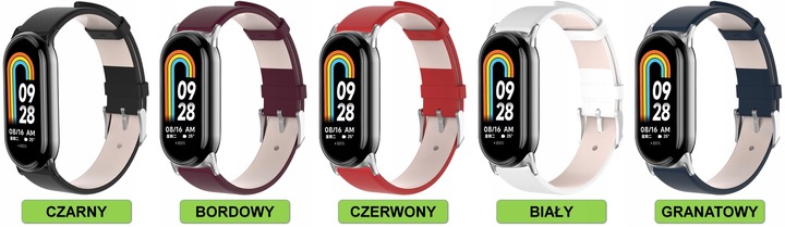 PASEK SKÓRZANY OPASKA BRANSOLETA DO SMARTBANDA XIAOMI MI BAND 8 9 5 KOLORÓW