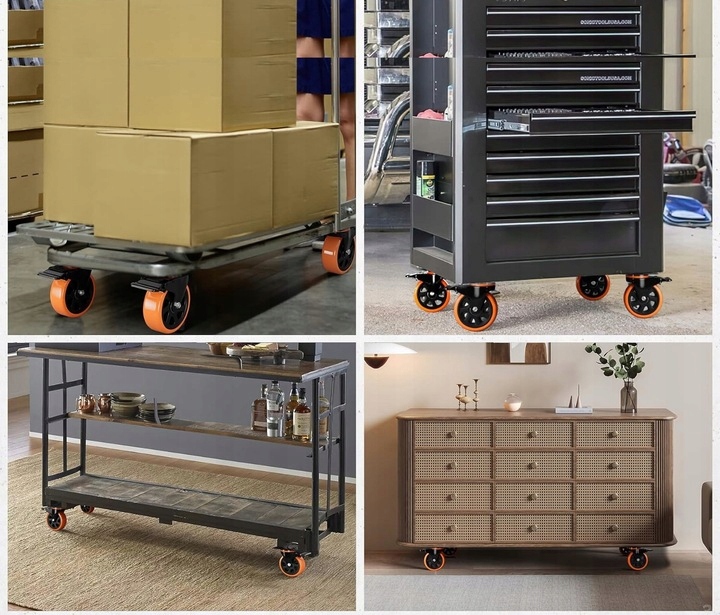 ZESTAW JEZDNY KÓŁ 125MM KÓŁEK KOŁA OBROTOWE Z HAMULCEM 400 KG DO WÓZKA