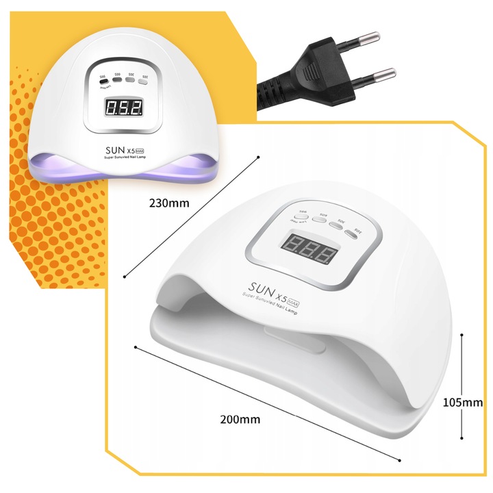 LAMPA DO PAZNOKCI UV LED 80W DO HYBRYD ŻELI MOCNA HYBRYDY SUN X5 MAX
