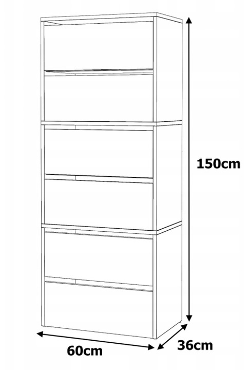 Szafka Na Buty Biała 150 CM Wysoka Modułowa Bez Siedziska Loft Regał