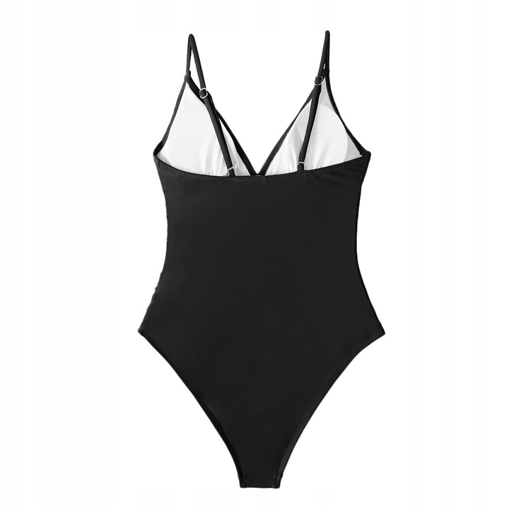 STRÓJ KĄPIELOWY JEDNOCZĘŚCIOWY KOSTIUM WYSZCZUPLAJĄCY DAMSKI CZARNY M 38