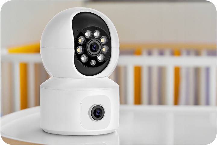 OBROTOWA KAMERA IP WIFI WEWNĘTRZNA NIANIA ELEKTRONICZNA DWA OBIEKTYWY 4MPx