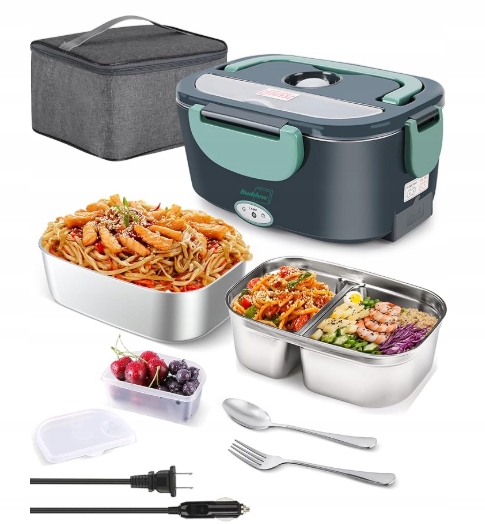 Podgrzewane pudełko na lunch do samochodu i domu 80W 1.5L + torba