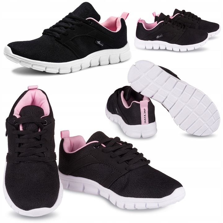 BUTY DZIECIĘCE SPORTOWE CZARNO-RÓŻOWE R 30