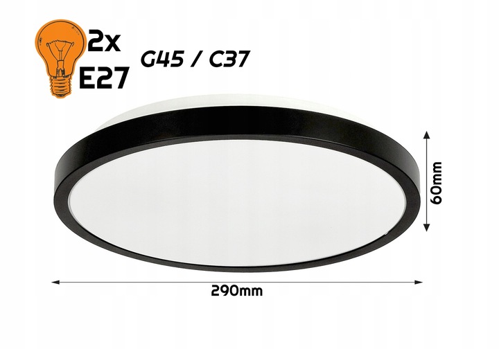 Lampa Sufitowa Plafon LED 2xE27 OKRĄGŁY LARI-R Na Żarówki LED Wysoka