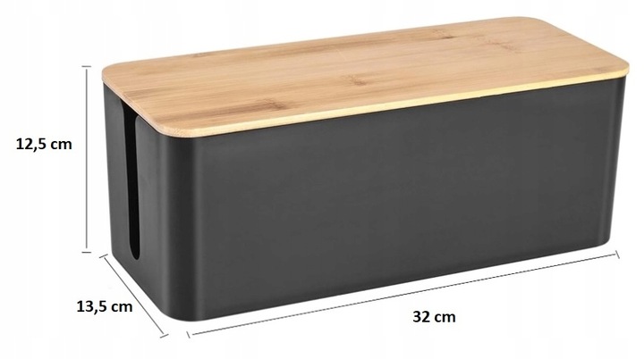 ORGANIZER POJEMNIK PUDEŁKO MASKOWNICA NA KABLE LISTWY DUŻY BIUROWY CZARNY L