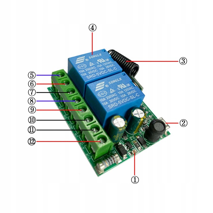 Zdalne sterowanie 230V włącznik 2 kanały na 2 pilota radiowy AC 85-250V 10A