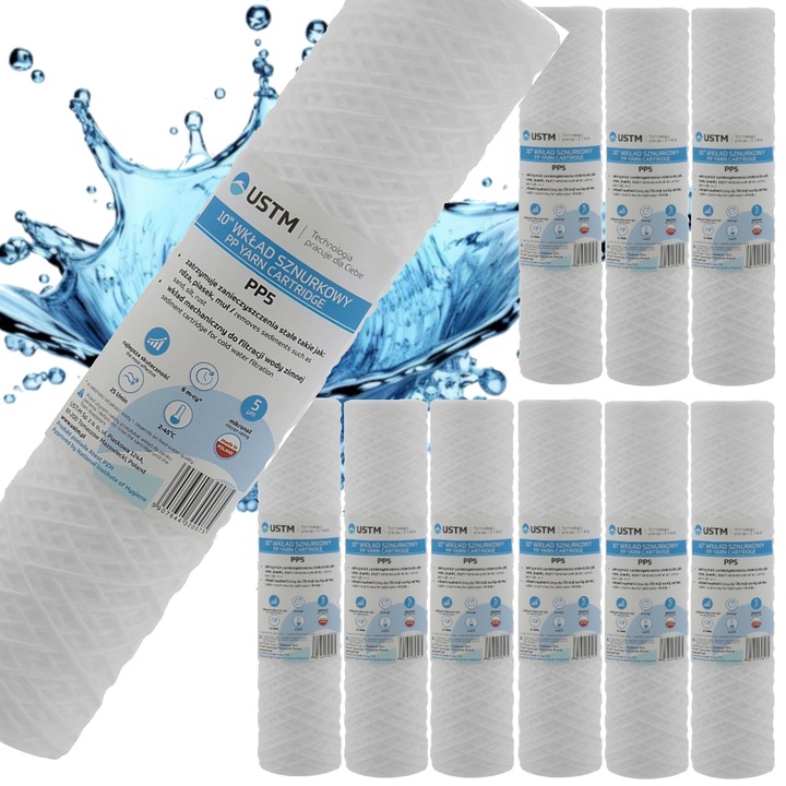 10x FILTR DO WODY WKŁAD 10 SZNURKOWY 5 MIKRON USTM