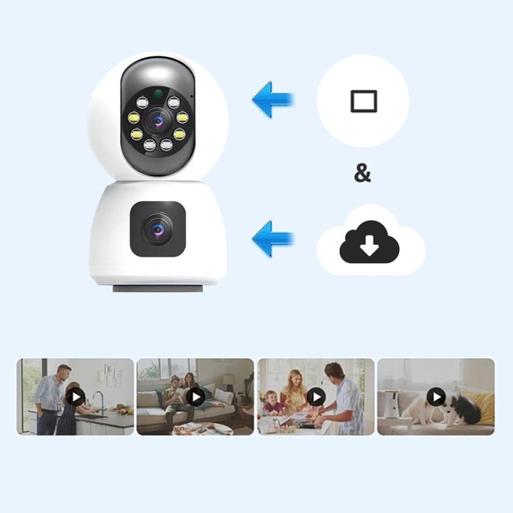 KAMERA MONITORUJĄCA BIAŁA 2,4G WIFI PTZ + 2 OBIEKTYWY 2MP