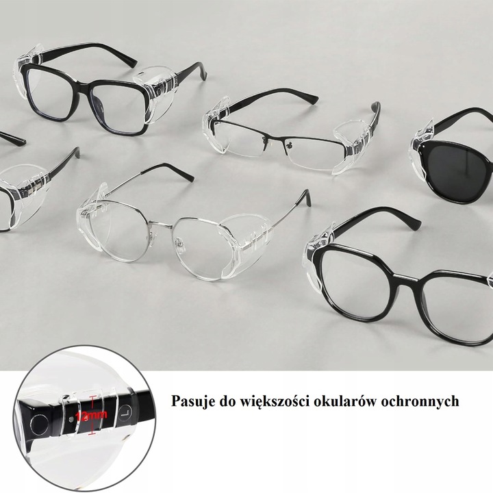 Osłony Boczne Nakładki Do Okularów Ochronnych Przezroczyste Miękkie 6