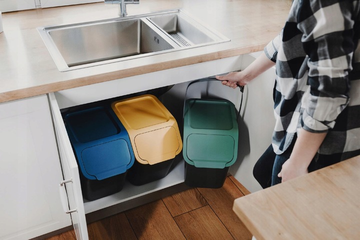 Kosz na Śmieci Odpady Łazienkowy Pojemnik do Segregacji Odpadów Czarny 25L