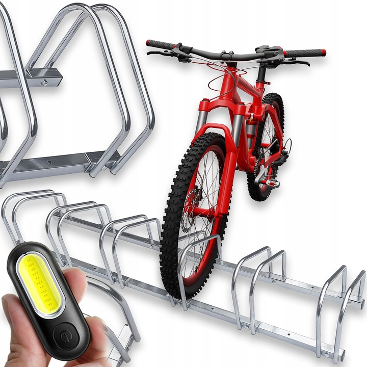 STOJAK NA 6 ROWERÓW PARKING ROWEROWY UCHWYT NA 6 STANOWISK + LAMPKA GRATIS
