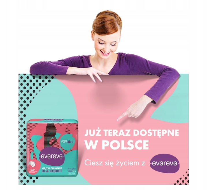 MAJTKI CHŁONNE MENSTRUACYJNE DLA KOBIET EVEREVE 30 SZT. ROZ: M-L