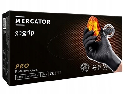 Rękawice Nitrylowe Mercator GOGRIP BLACK Czarne a50 XXL