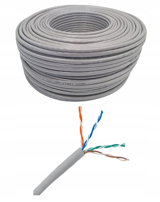 Kabel sieciowy internetowy LAN kat. 5e UTP 100m CCA Netrack szary