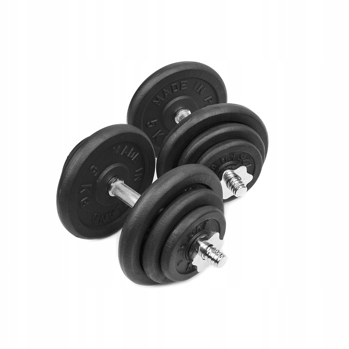 HANTLE ŻELIWNE 2x20kg regulowane gryf Talerze zestaw do treningu 40kg