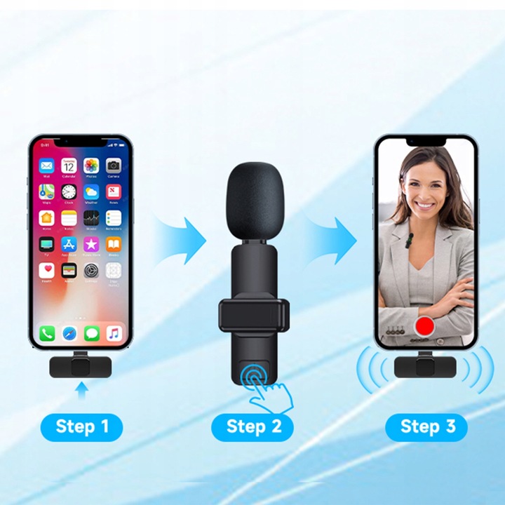 2x MIKROFON BEZPRZEWODOWY KRAWATOWY + ODBIORNIK USB-C + ADAPTER DO IPHONE