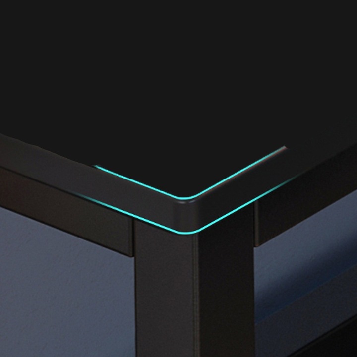 BIURKO NAROŻNE GAMINGOWE KOMPUTEROWE DUŻE NOWOCZESNE CZARNE 140 CM