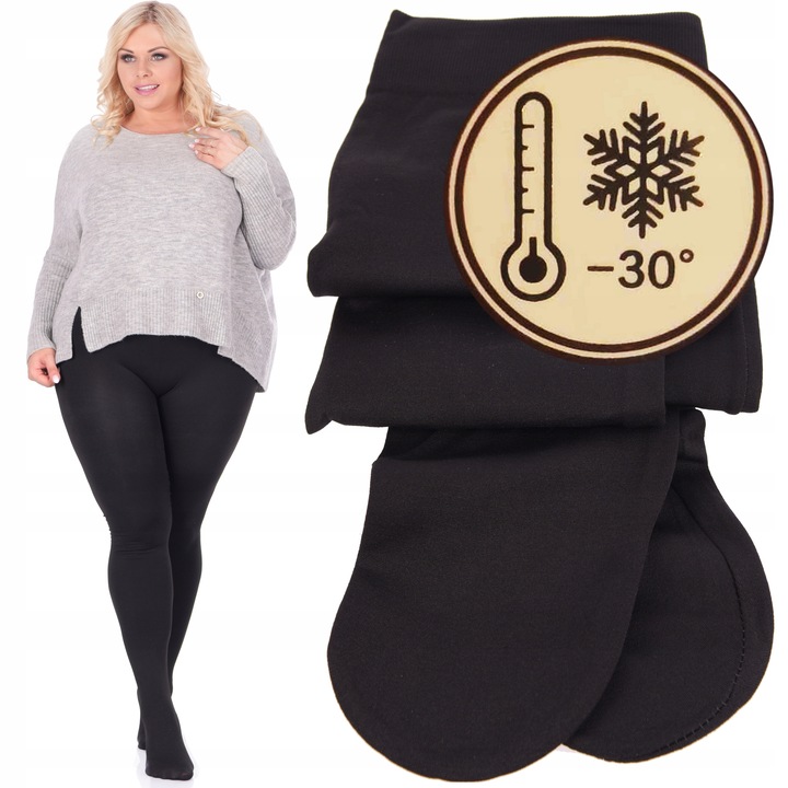 Rajstopy POLAR -30* OCIEPLANE zimowe wyszczuplające MOCNO KRYJĄCE PLUS SIZE