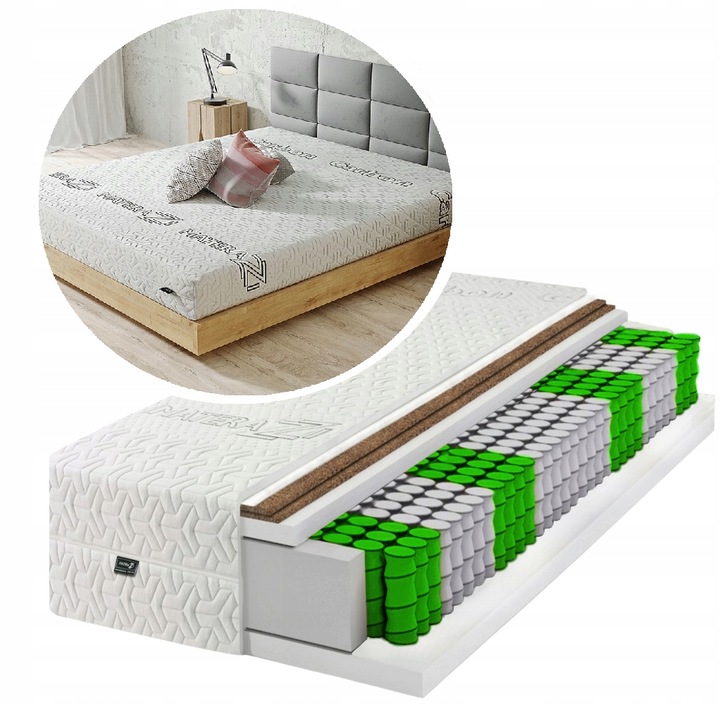 Materac 120x200 KOKOS x2 kieszeniowy H5 twardy pocket CARBON MAX