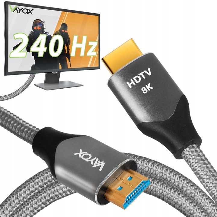 KABEL HDMI 2.1 8K PRZEWÓD ULTRA HIGH SPEED 48Gbps eARC FHD 240Hz VAYOX