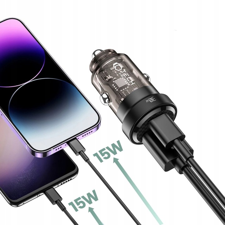 Ładowarka samochodowa Tech-Protect 30W USB-A,USB-C