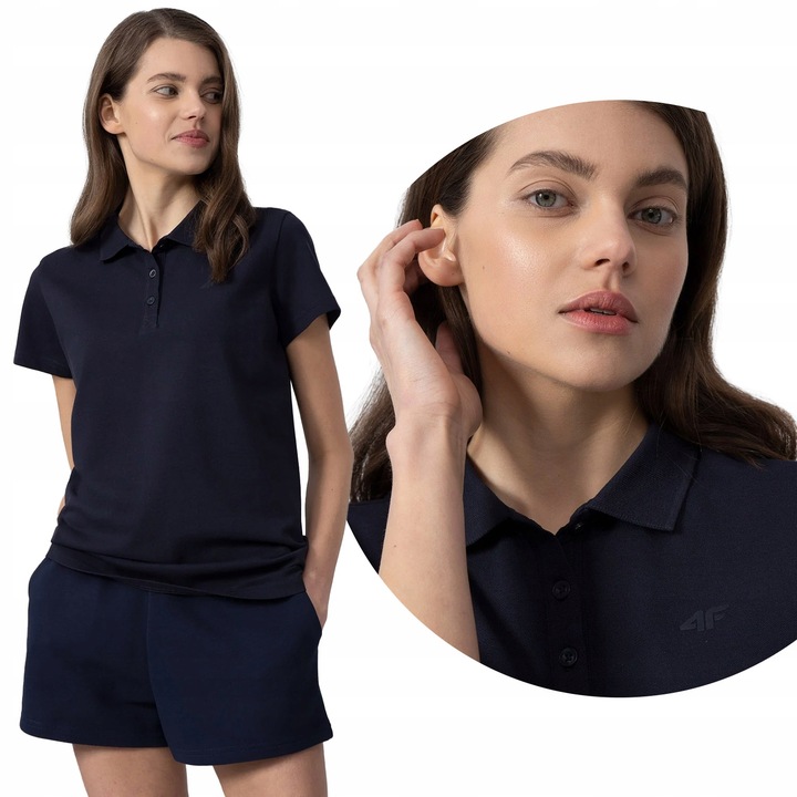 KOSZULKA DAMSKA 4F POLO T-SHIRT POLÓWKA BAWEŁNIANA ODDYCHAJĄCA SS24F132