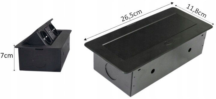 Gniazdo Nablatowe Chowane w Blat Kuchenny Potrójne Wpuszczane 2X 230V