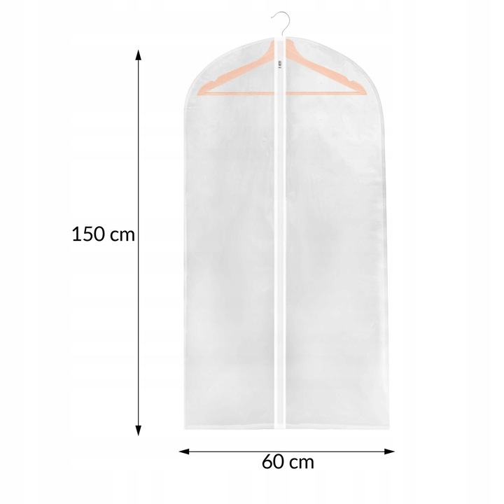 POKROWIEC NA UBRANIA ODZIEŻ PŁASZCZ GARNITUR KOSZULĘ 150 cm DUŻY ORGANIZER