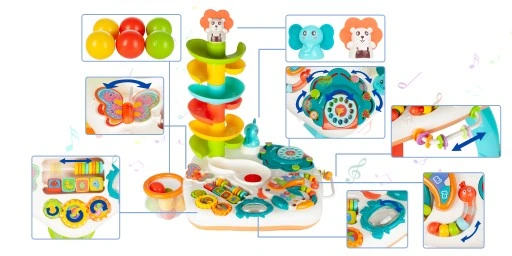 STOLIK INTERAKTYWNY EDUKACYJNY ZJEŻDŻALNIA PIŁEK PIŁECZKI PIANINKO PAPUGA