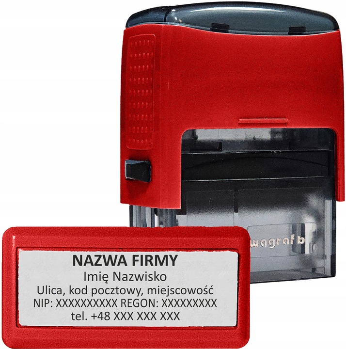WAGRAF B3 - Pieczątka do 6 wersów - FIRMOWA - 12 kolorów obudowy do wyboru