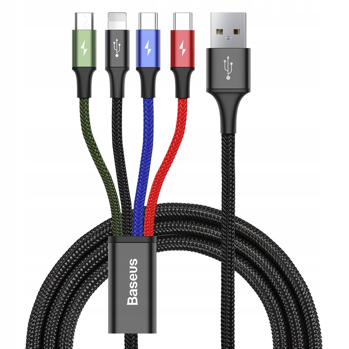 SZYBKI KABEL MOCNY PRZEWÓD BASEUS 4W1 USB DO IPHONE LIGHTNING MICRO 2xUSB-C